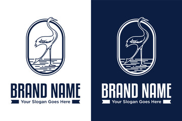 Wall Mural - simple crane bird line art vector illustration logo design