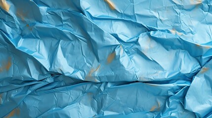 Leinwandbilder - Generative AI : Clean Dusty Blue and Antique Gold paper, wrinkled, abstract background.