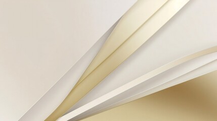 Fototapete - Generative AI : Abstract modern geometric white background. Paper cut style with golden lines. Luxury concept. You can use for banner template, cover, print ad, presentation, brochure, etc. Vector ill
