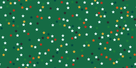 Poster - Christmas stars are scattered across the green canvas. Starlight green. Design for textile, pillows, clothing, background, wrapping, notebooks.