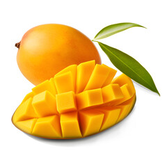 Wall Mural - Delicious mango fruits cut out on white 