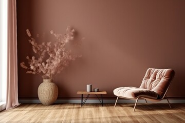 home interior design, autumn, brown, sofa, couch, wall, plant, table