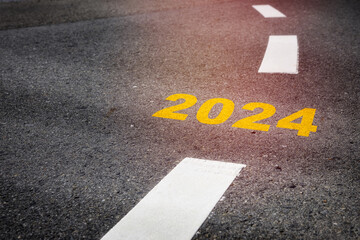 Road to 2024 business beginning challenge concept and growth mindset idea