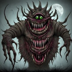 Wall Mural - Horrible ugly scary monster, Generative AI Illustration