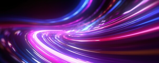 Wall Mural - abstract futuristic background with pink blue glowing neon moving high speed wave lines and bokeh li
