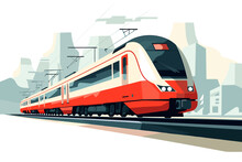 Hand-drawn Cartoon Smart Train Flat Art Illustrations In Minimalist Vector Style