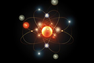 Wall Mural - atomic nucleus electrons neutrons protons. model shows that an atom is mostly empty space, with elec