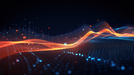 Technology abstract background. Digital line dot and colorful bokeh. Graphic design. Generative ai
