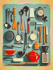 Vintage style utensils || Vector art | Illustration | Graphical content or decorative content resources of kitchen utensils | 