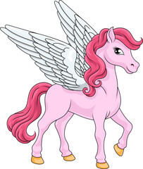 Sticker - A Pegasus horse with wings cartoon mythological animal from Greek myth illustration