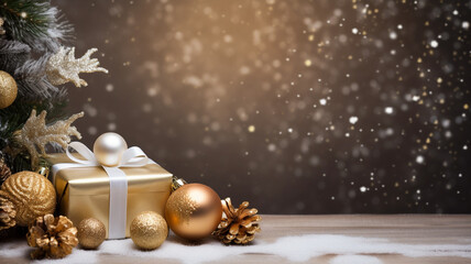 Luxury christmas background with copyspace for your text,design. Christmas concept. Generative AI.