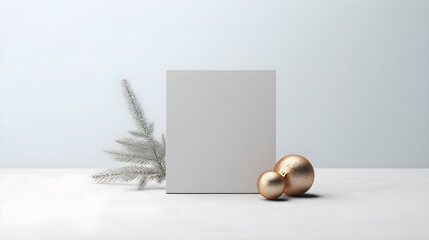 Wall Mural - White Photos frame with Christmas tree decoration