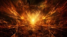 Religious Concept Of Fiery Hell. Flaming Background Of Demonic Evil. AI Generated.