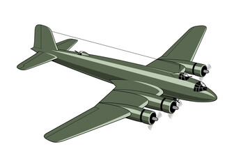 German Heavy Bomber Condor 1938. WW II aircraft. Vintage airplane. Vector clipart isolated on white.