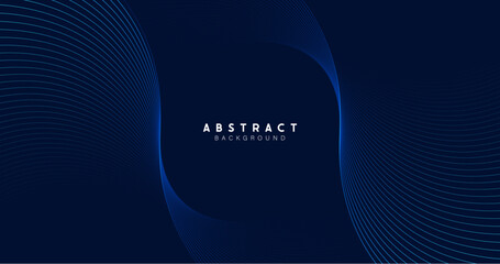 Fototapete - Blue abstract dynamic lines wavy technology background. Futuristic hi-technology concept. Vector illustration