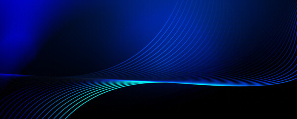 Fototapete - Blue abstract dynamic lines wavy background. Futuristic hi-technology concept. Vector illustration