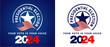 USA Presidential Election 2024. USA flag. Voting Day 2024 Election in USA, Political election campaign emblem logo on blue and white background