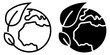 ofvs404 OutlineFilledVectorSign ofvs - sustainability vector icon . ecology sign . globe with leafs concept . isolated transparent . black outline and filled version . AI 10 / EPS 10 / PNG . g11744