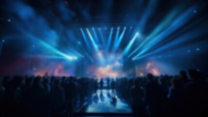 Wall Mural - People at an award ceremony standing together on stage at a blurred event