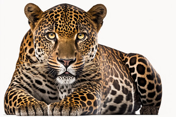 Wall Mural - Image of jaguar on white background.