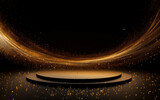 Fototapeta Kosmos - Stage shaped golden particle background