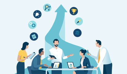 Wall Mural - Strategy. Teamwork. Growth. Business vector illustration. 