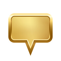 Wall Mural - gold rectangle speech bubble with frame vector illustration. 3d golden glossy elegant button design 
