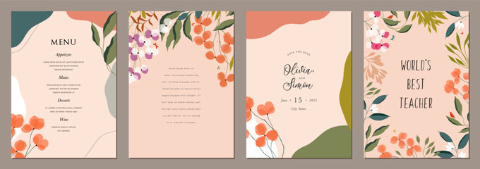 Wall Mural - bold bright artistic templates with abstract and floral elements. for poster, birthday, wedding and 