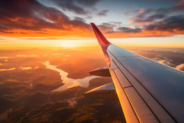 Wall Mural - airplane view amazing nature rivers and wooods