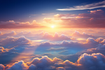 Wall Mural - sunset in the sky view from above ai generated art