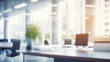 © ‎Fantastic-Stock - Office Blurred. Modern Working Space, Room and Interior with Blurry Effect for Business Presentation. Business Concept Background, Backdrop. generative ai