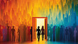 A symbolic representation of open doors, advocating for welcoming and inclusive societies 