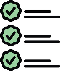 Sticker - Teamwork to do list icon outline vector. Paper team. Office success color flat