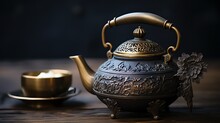 Dark Background Vintage Teapot