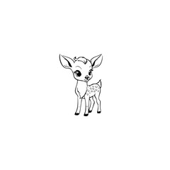 Wall Mural - Coloring Page Outline of cartoon fawn