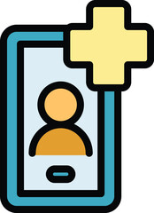 Poster - Medical smartphone help icon outline vector. Clinic medicine. Online doctor color flat