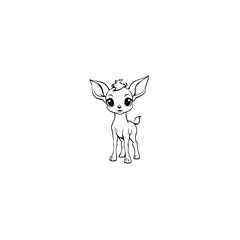 Wall Mural - Coloring Page Outline of cartoon fawn