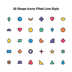 Poster - Illustration vector graphic of Shape Icons Set Filled Line Style. Shape Themed Icon. Vector illustration isolated on white background. Perfect for website or application design.