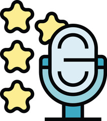 Speaker microphone icon outline vector. Training lecture. Audience speech color flat