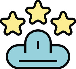 Poster - Data cloud icon outline vector. Computer upload. System storage color flat
