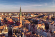 Gdansk Stare Miasto. Gdansk Old City. Widok na starowke przy pieknym zachodzie slonca. Lipiec 2023