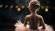 Ballerina In The Dark Of The Stage. Generative AI