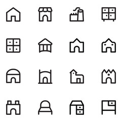 Canvas Print - Residence and Furniture Bold Line Icons

