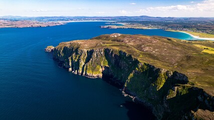 Canvas Print - Aerial view of the rocky coastline of Streedagh Point. Connacht,