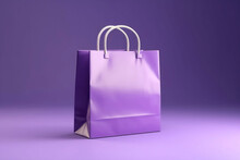 Mock Up Of A Blank Purple Shopping Bag Isolated On Purple Background. Fashion Product Sale 3d Illustration.