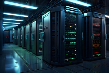 Wall Mural - Server room data center