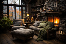  A Cozy Rustic Cabin With Charming Furniture 
