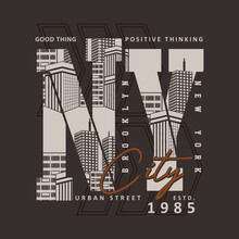 Manhattan Ny City Graphic, Typography Design, Fashion T Shirt, Vector Illustration