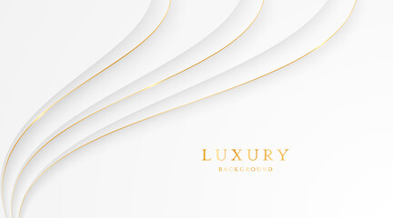 Aufkleber - White background with elegant golden lines, use for template or cover. Elegant premium white background. vector illustration
