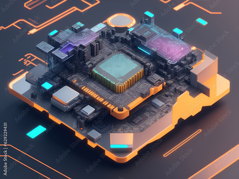 Motherboard Image Computer Science Motherboard digital chip. Technology science background. Integrated ...